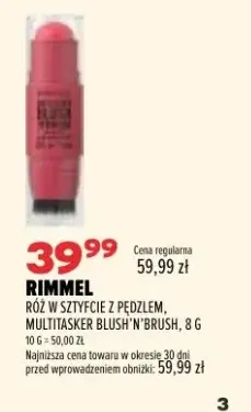 Róż w sztyfcie z pędzlem Rimmel Multitasker Blush'n'Brush