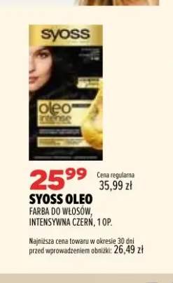 Farba do włosów Syoss Oleo Intense intensywna czerń