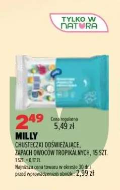 Chusteczki odświeżające Milly zapach owoców tropikalnych