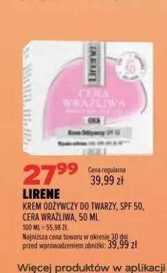 Krem odżywczy do twarzy Lirene Cera Wrażliwa SPF 50