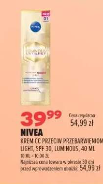 Krem CC przeciw przebarwieniom Light SPF 30 Luminous Nivea