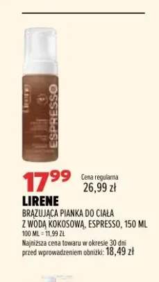 Brązująca pianka do ciała z wodą kokosową espresso Lirene