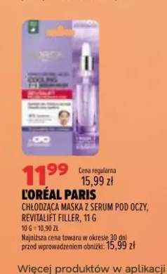 Chłodząca maska z serum pod oczy Revitalift Filler L'Oréal Paris