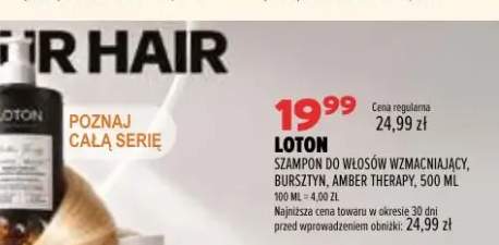 Szampon do włosów wzmacniający bursztyn Amber Therapy Loton