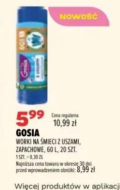 Worki na śmieci z uszami zapachowe 60 l Gosia